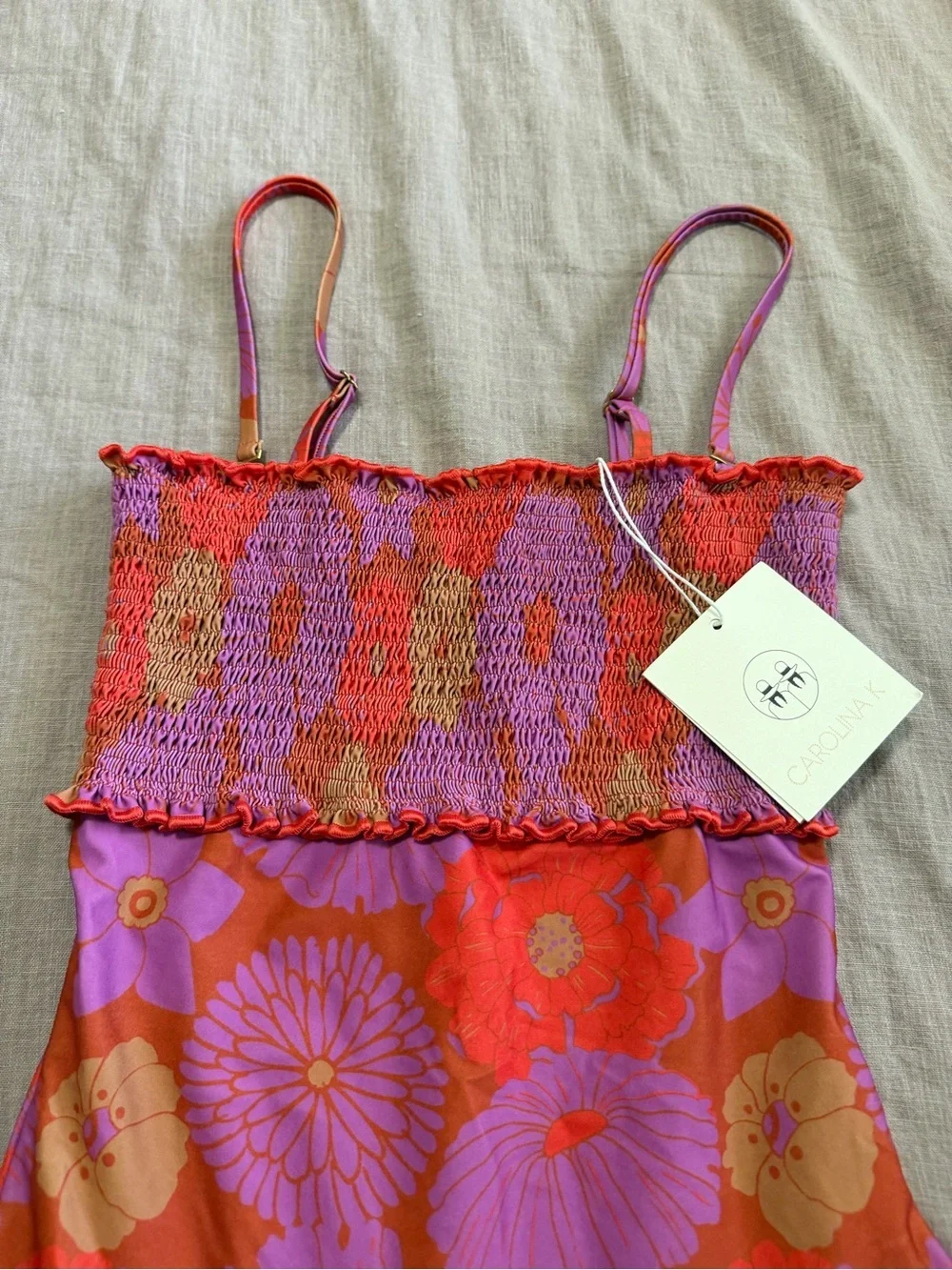 NWT Carolina K Anthropologie Smock Bold Floral One-Piece Size XS Euro Vacation